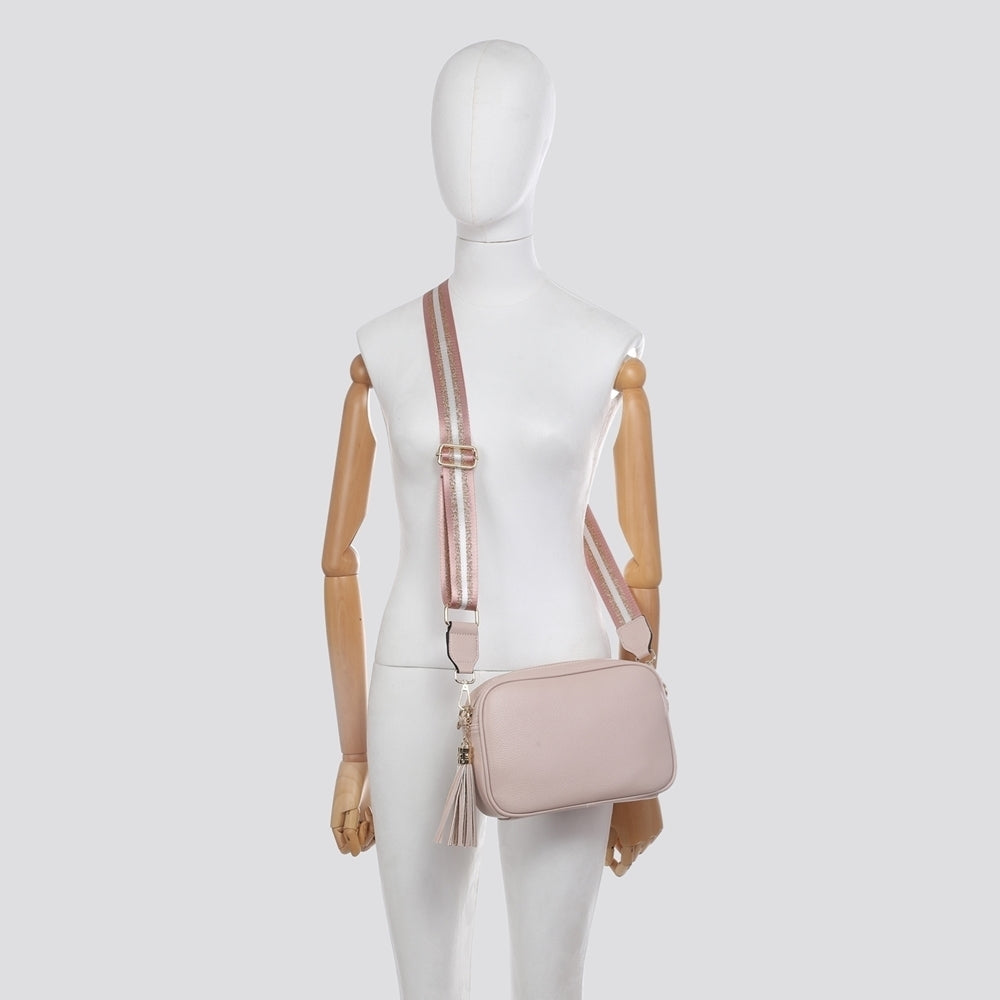 Juno Faux Leather Tassel Crossbody Bag In Blush