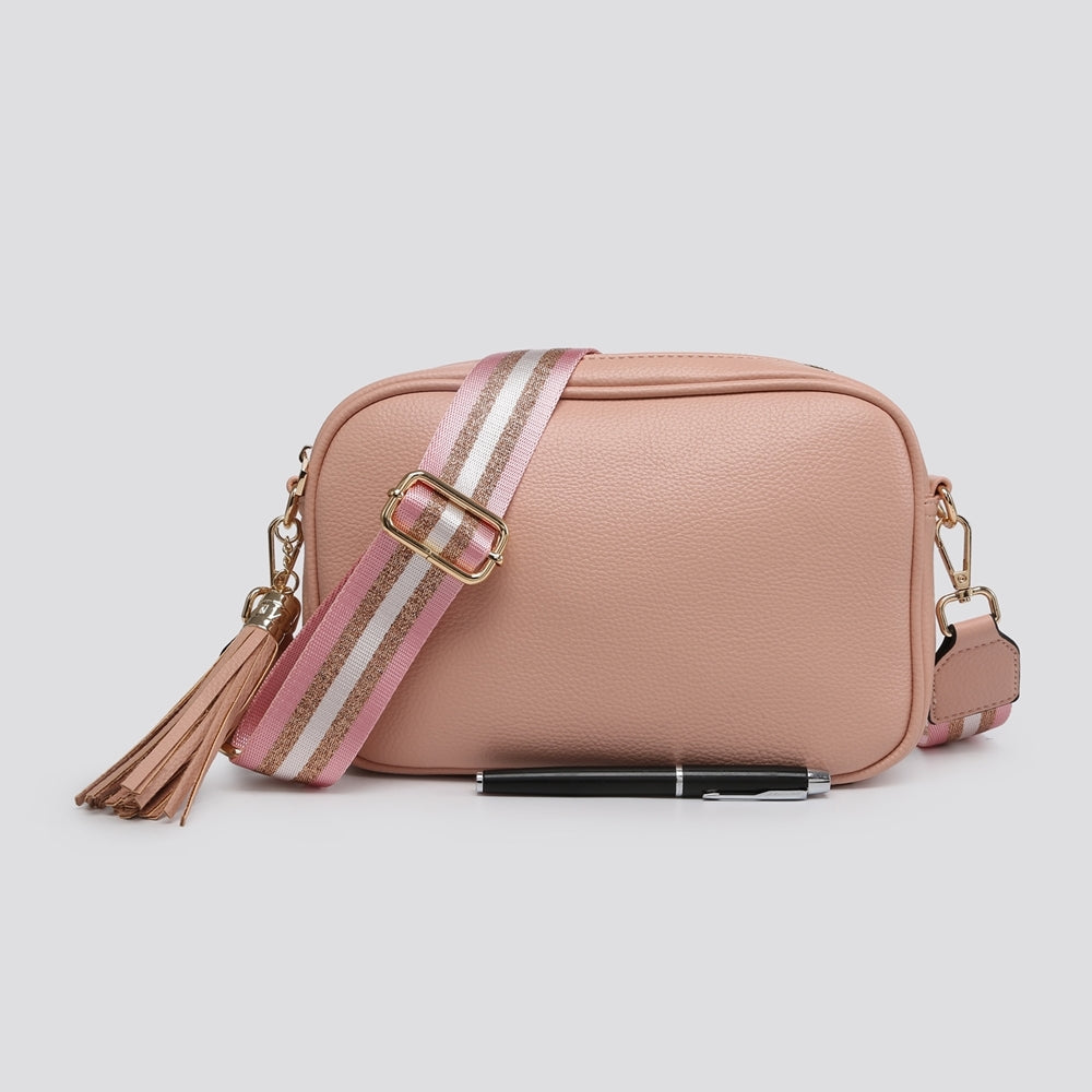 Juno Faux Leather Tassel Crossbody Bag In Blush