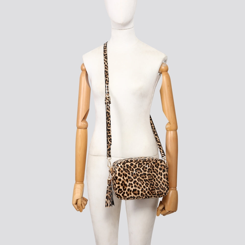 Leopard Print Crossbody Bag In Brown