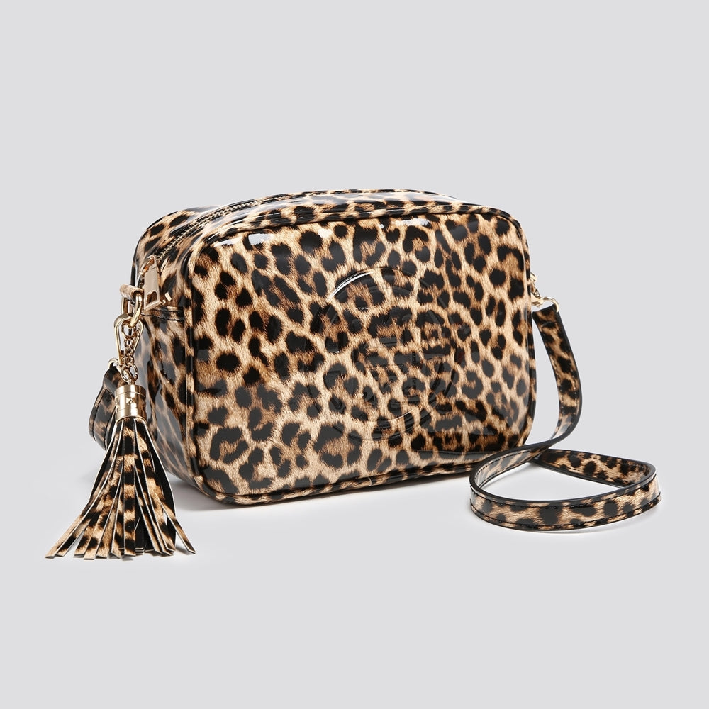 Leopard Print Crossbody Bag In Tan