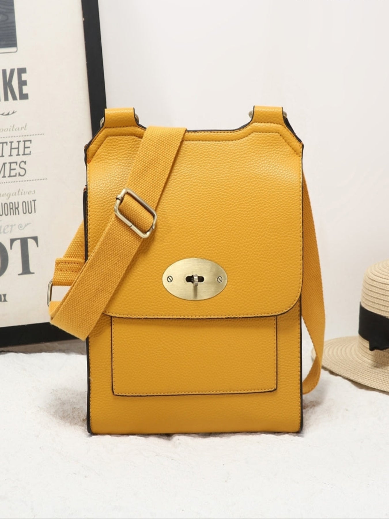 Cross Body Messenger Bag In Mustard
