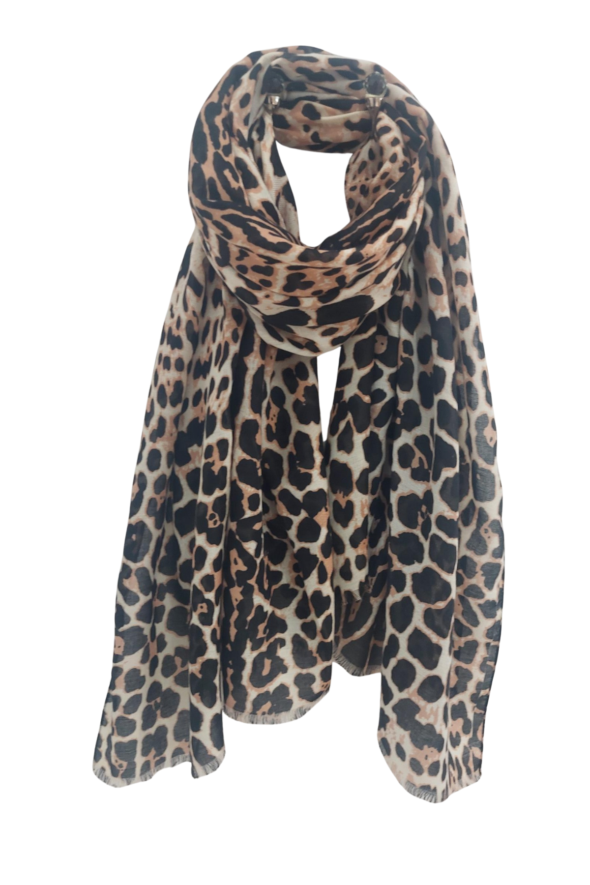 Leopard Print Scarf - Neutral Tones