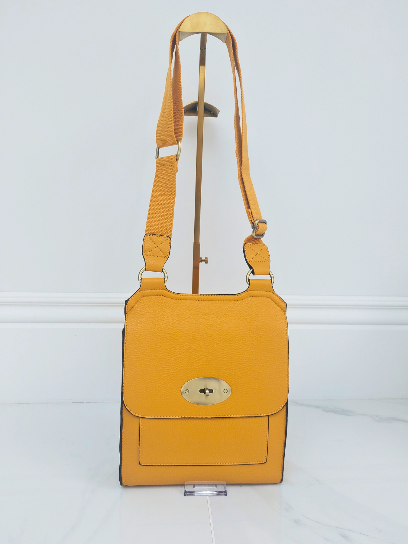 Cross Body Messenger Bag In Mustard