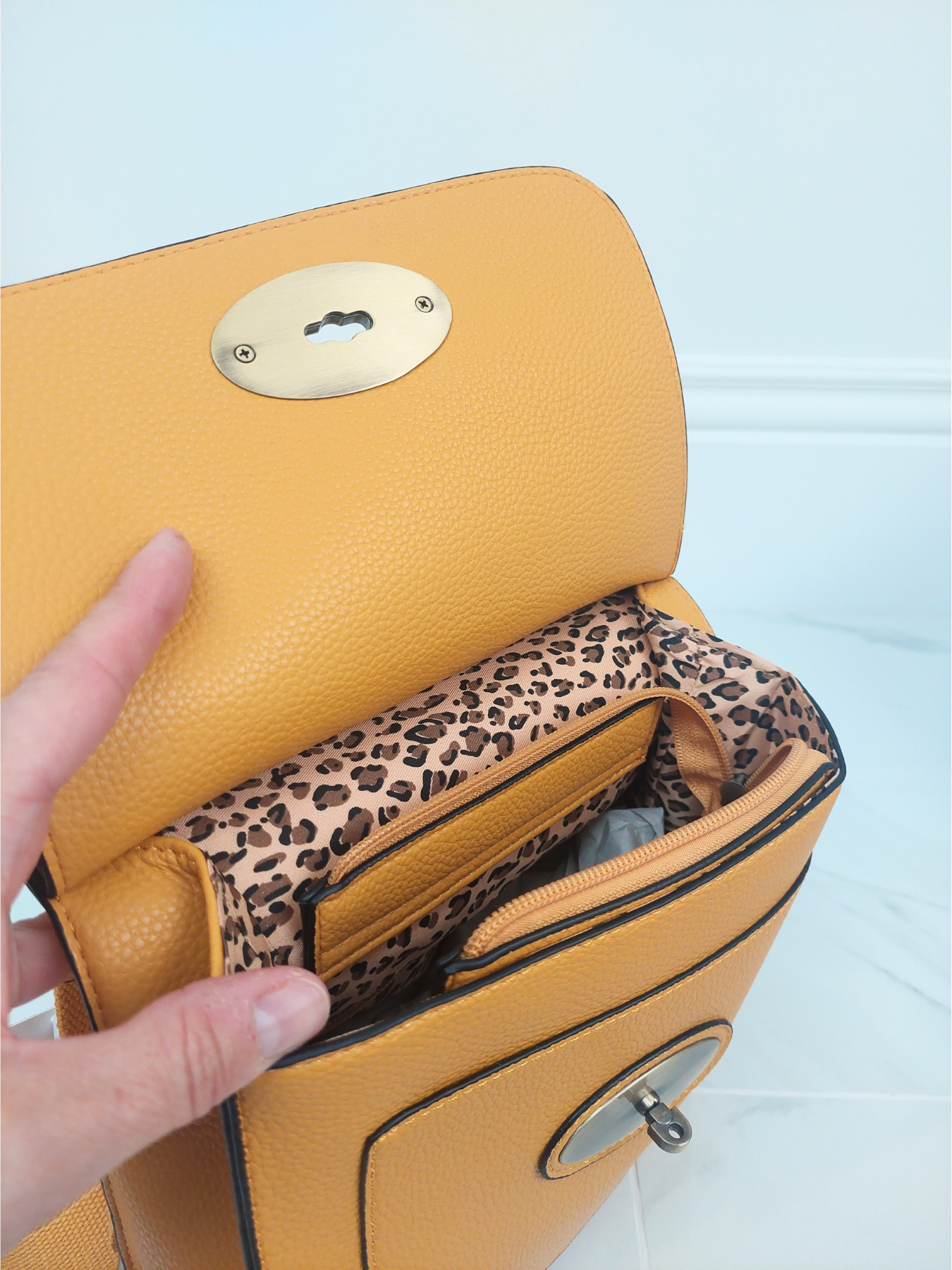 Cross Body Messenger Bag In Mustard