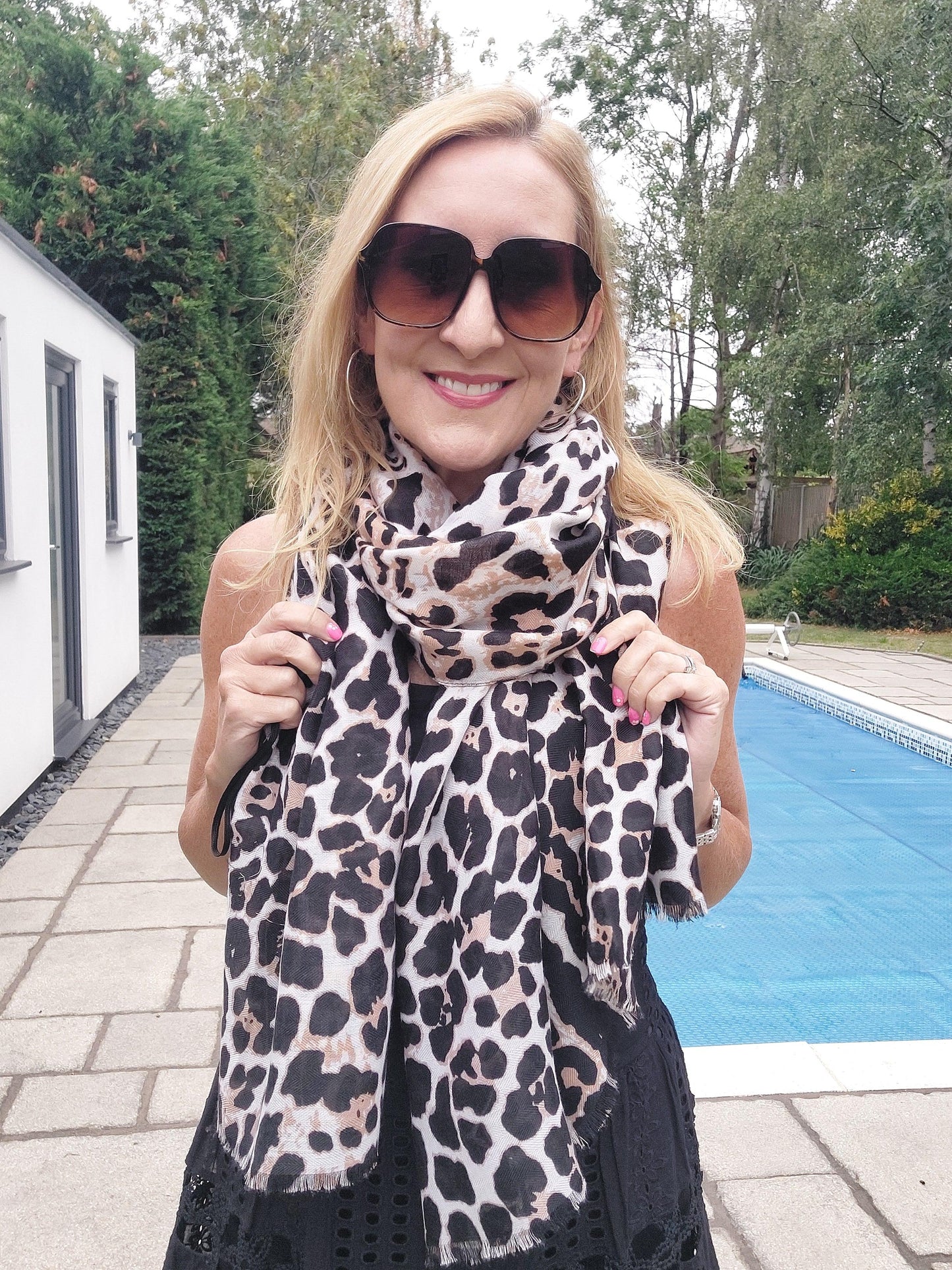 Leopard Print Scarf - Neutral Tones