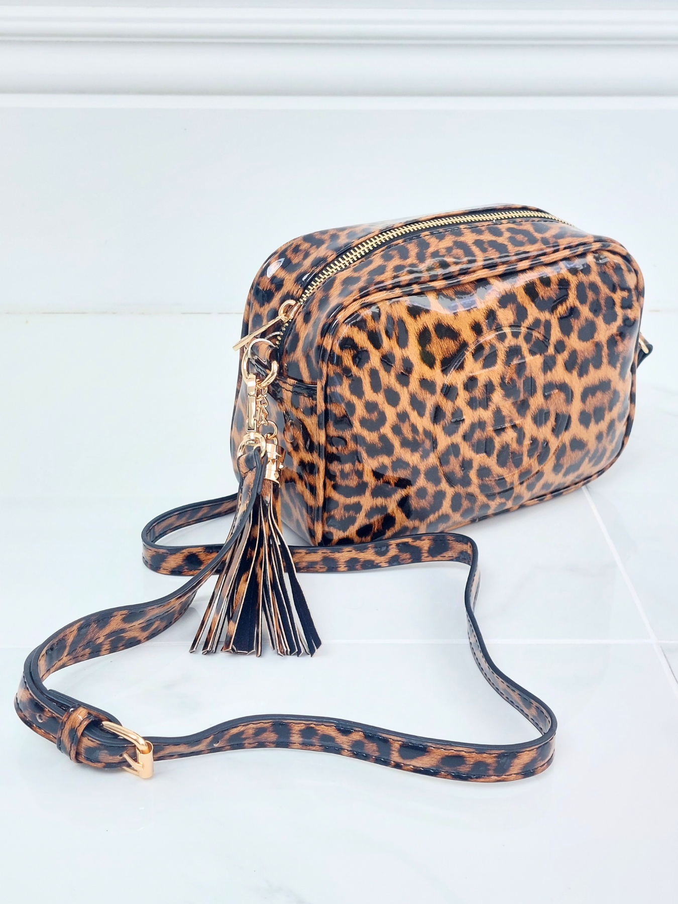 Leopard Print Crossbody Bag In Brown