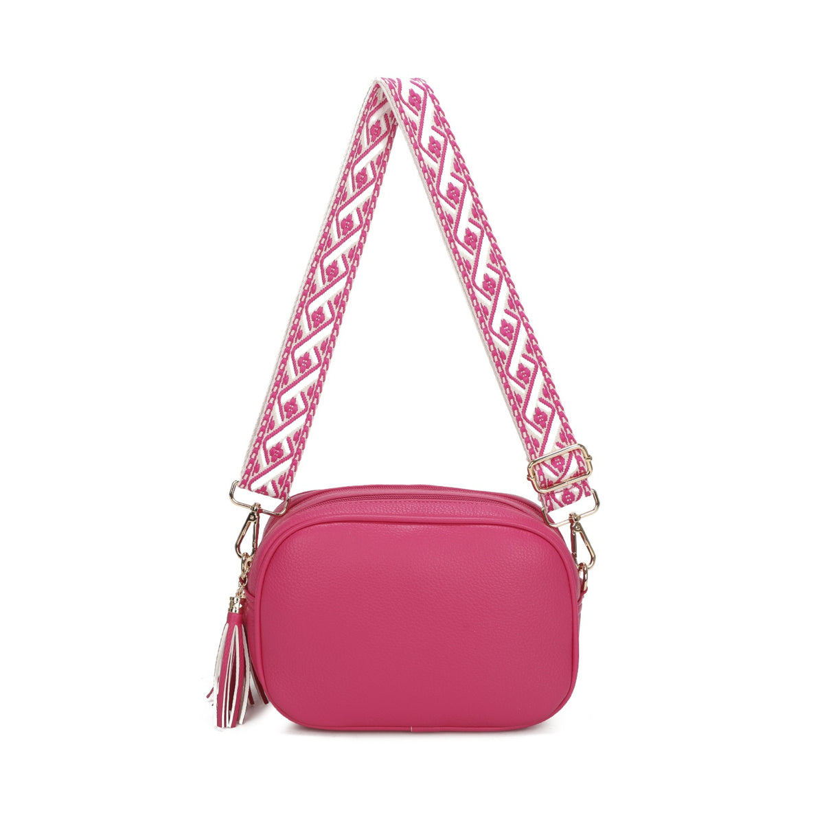 New Season Double Zip Statement Crossbody Bag In Rose