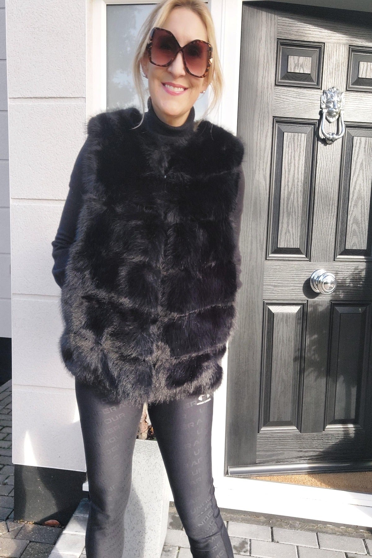 Faux Fur Gilet In Black - Filli London