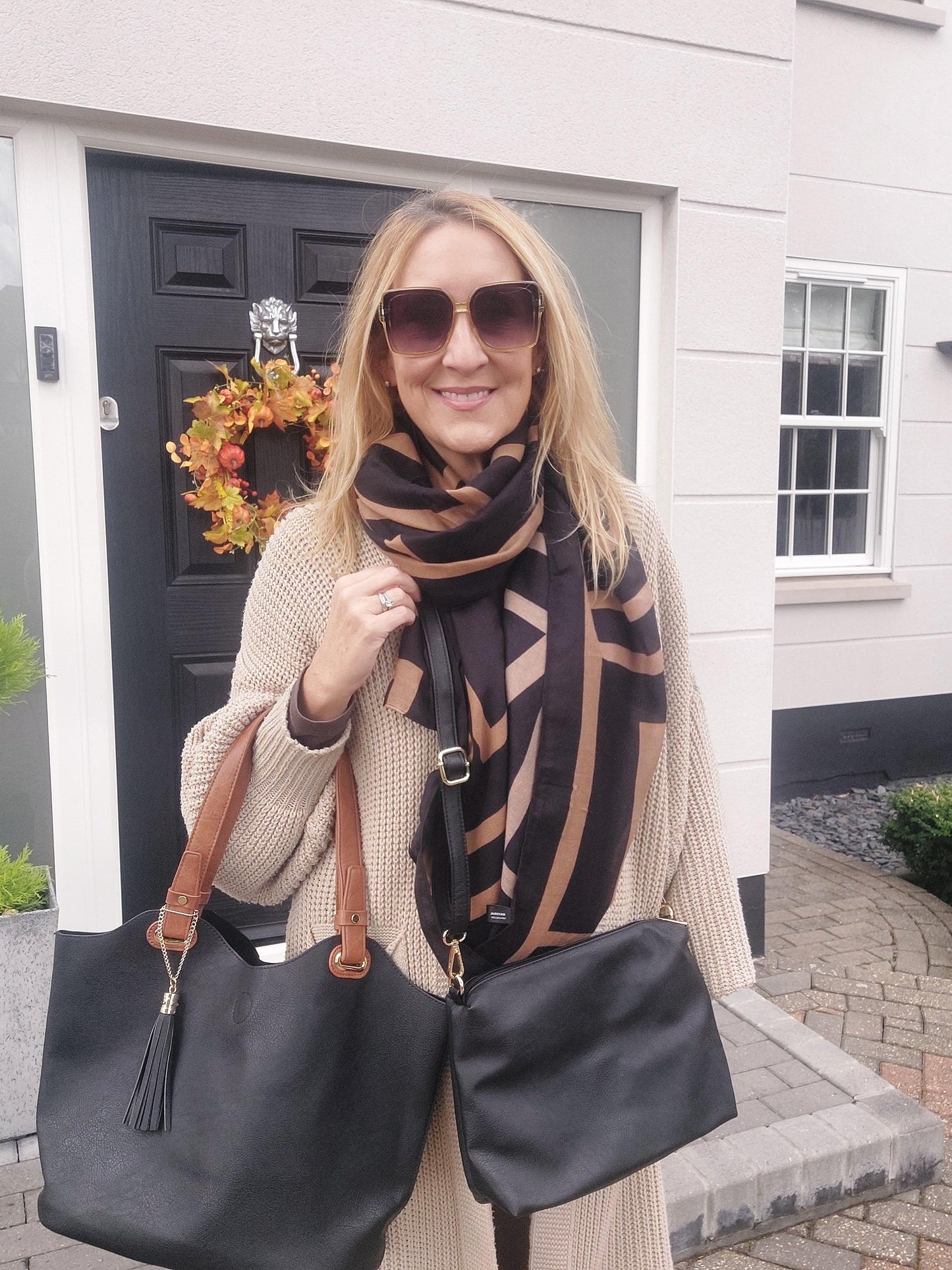 Tote & Crossbody Bag Set In Black