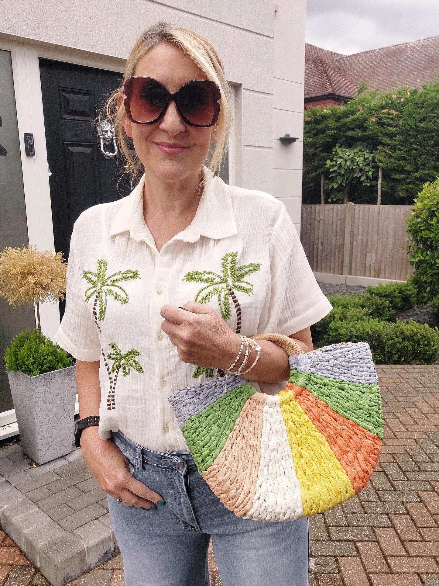 NEW ✨ Rainbow Raffia Tote Beach Bag - Filli London