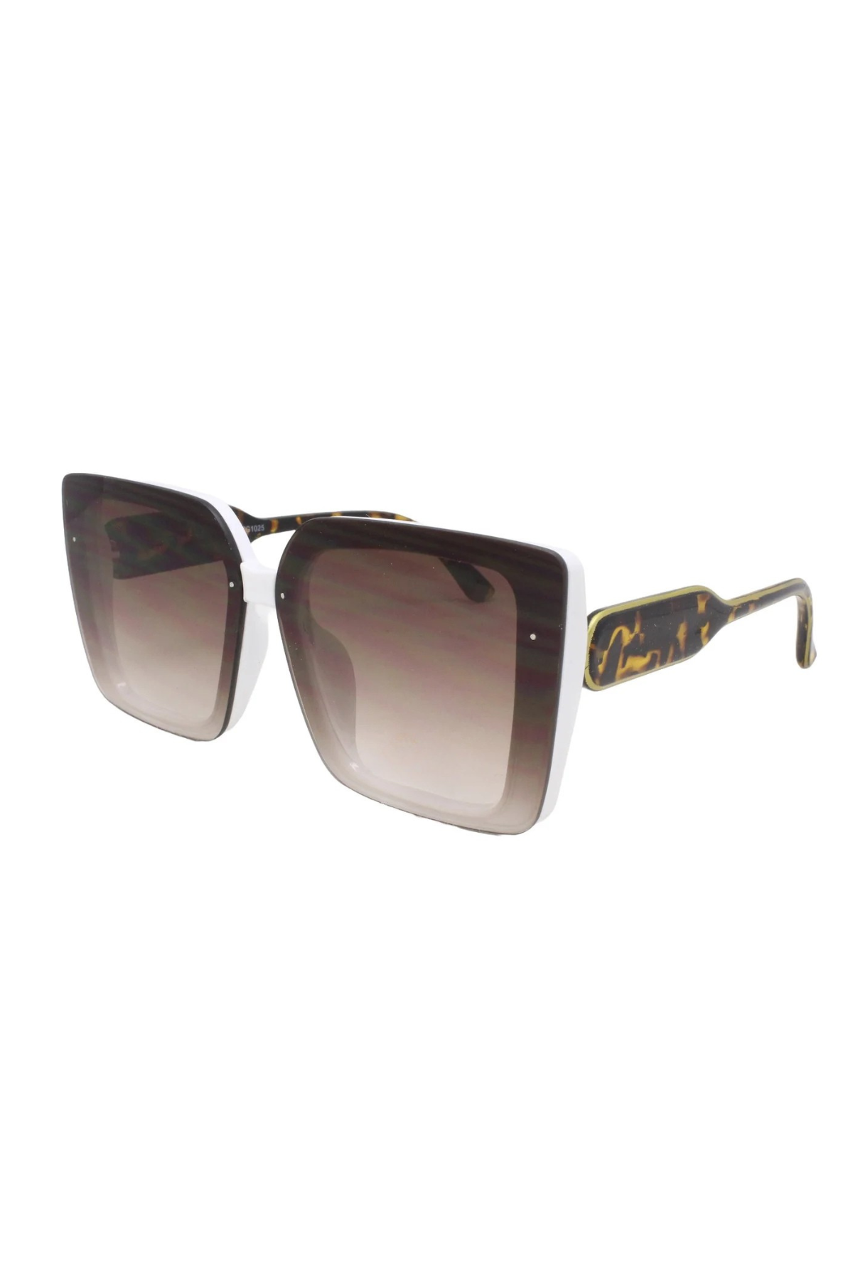 Amber Vintage Glamour Oversized Sunglasses In White/Tortoise