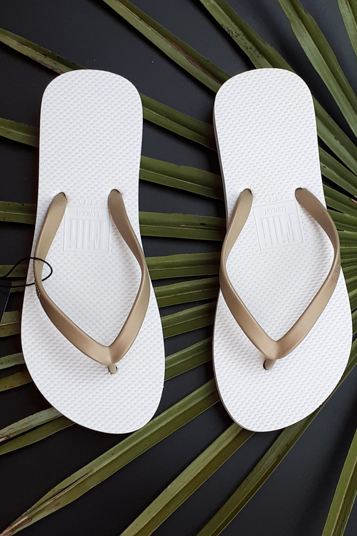 Naked Flip Flops - Gold on White - Filli London