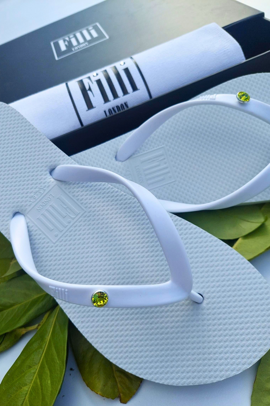 Solitaire Lime Luxury Crystal Flip Flops