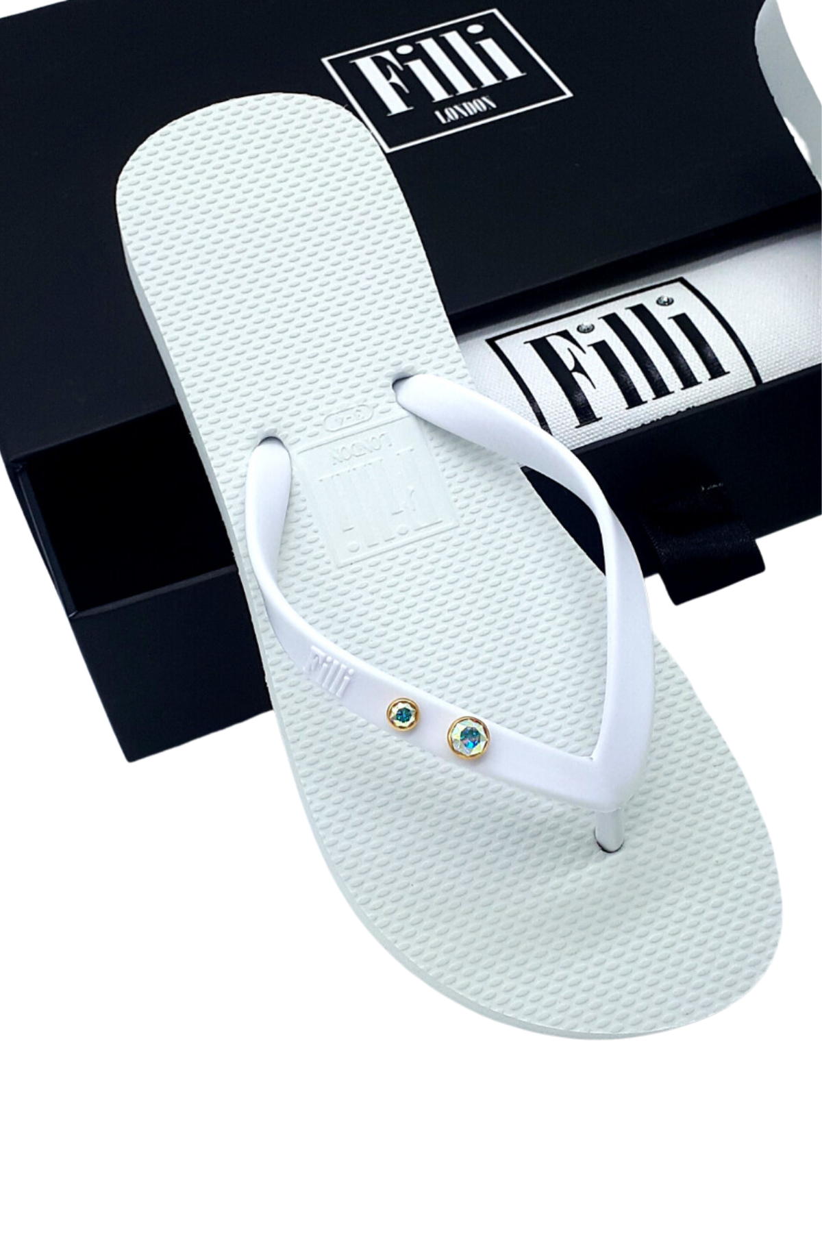 Aurora Crystal Duo Luxury Flip Flops - White
