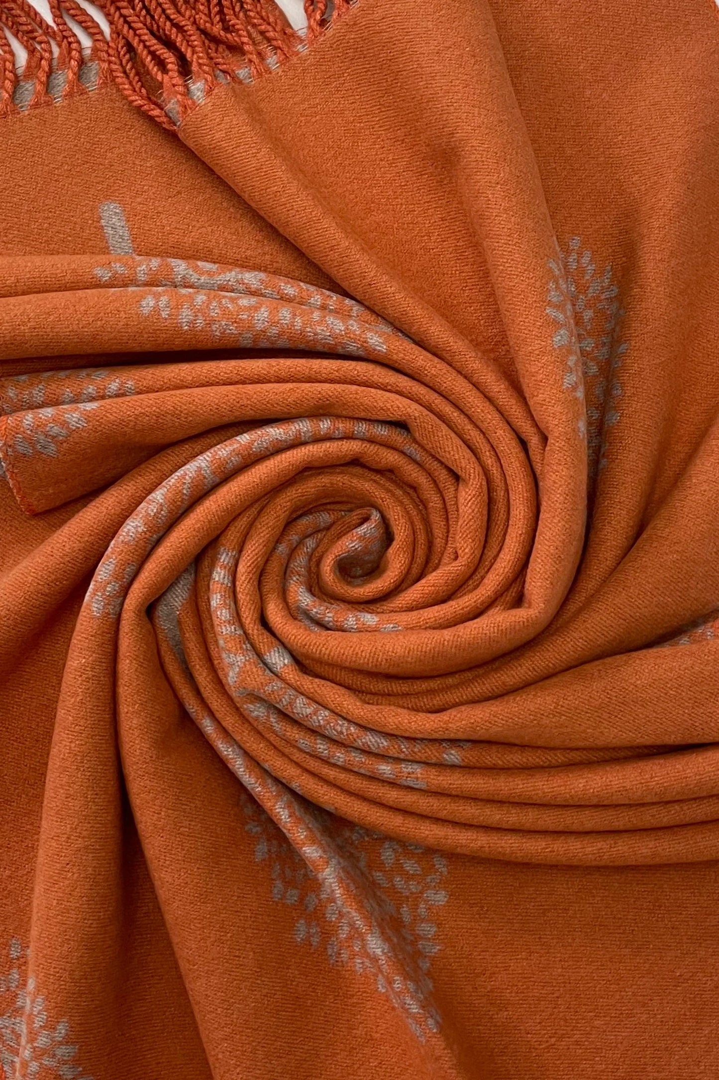 Tree Print Reversible Soft Blanket Scarf In Orange/Grey - Filli London