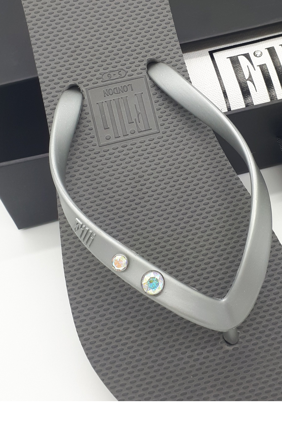 Aurora Crystal Duo Luxury Flip Flops - Silver