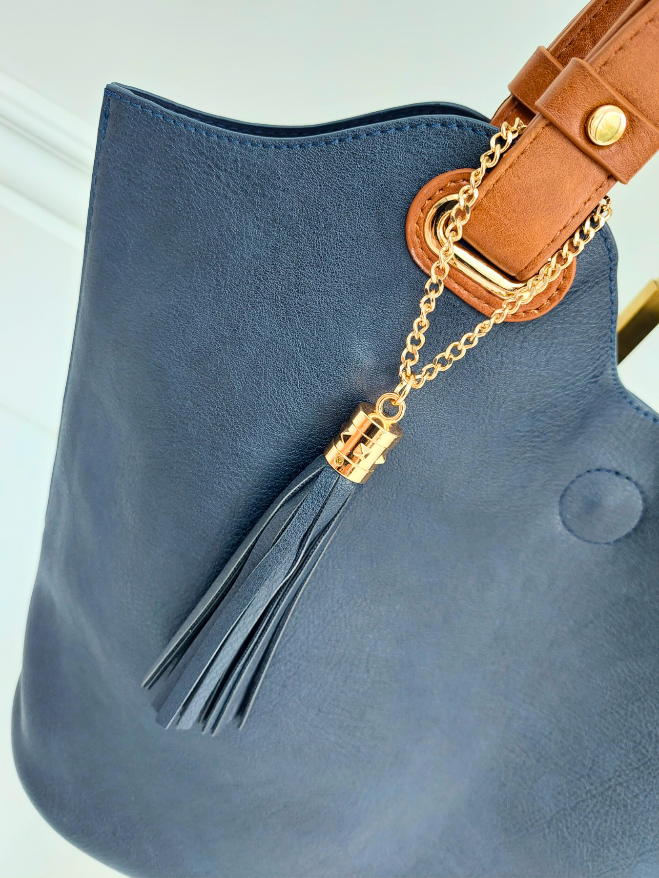 Tote & Crossbody Bag Set In Navy Blue