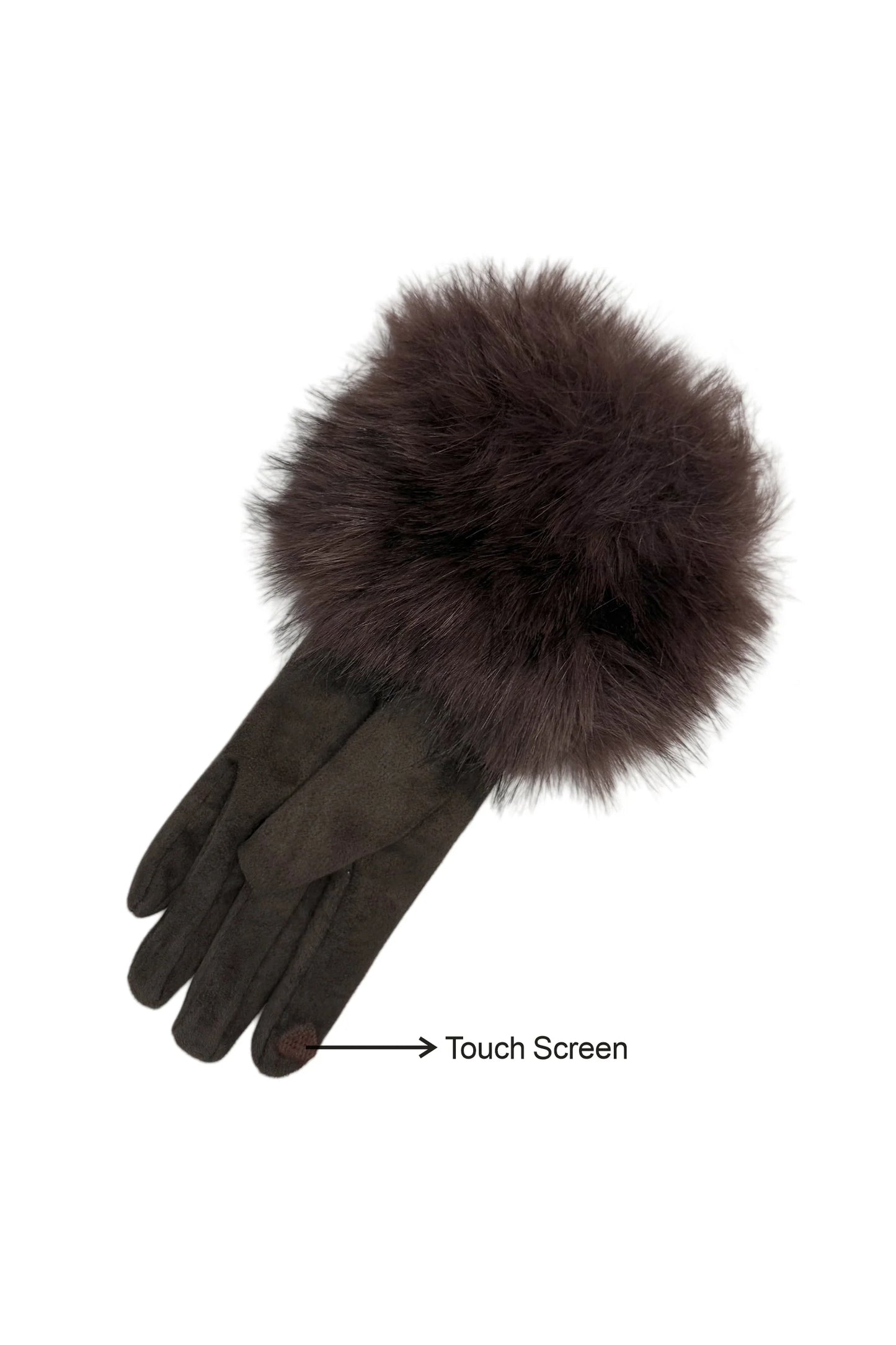 Faux Fur Buckle Scarf & Touchscreen Gloves Gift Set In Brown