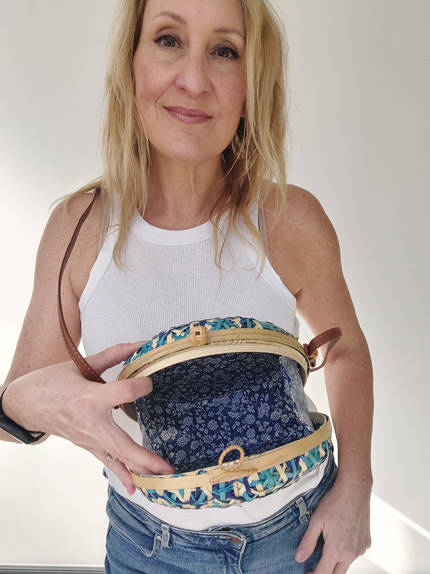 NEW ✨Azure Woven Round Crossbody Bag In Blue