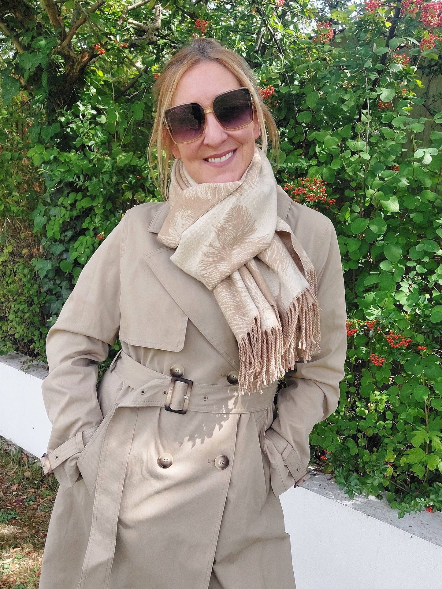 Love Heart Reversible Winter Wrap Scarf With Cashmere In Beige
