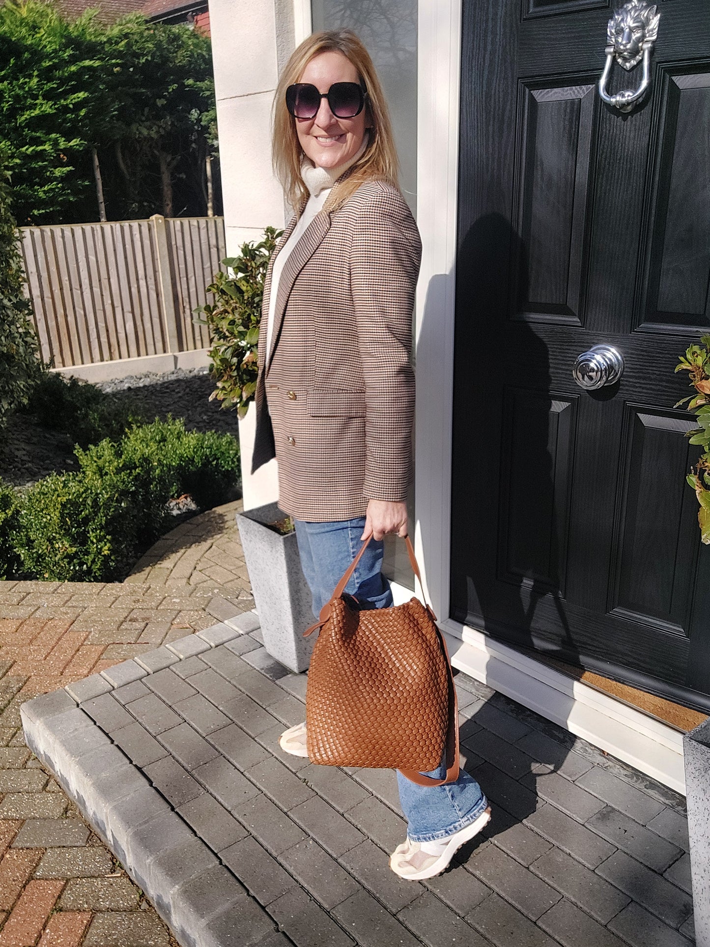 Luxury Woven Hobo Bag With Matching Pouch In Chocolate Brown