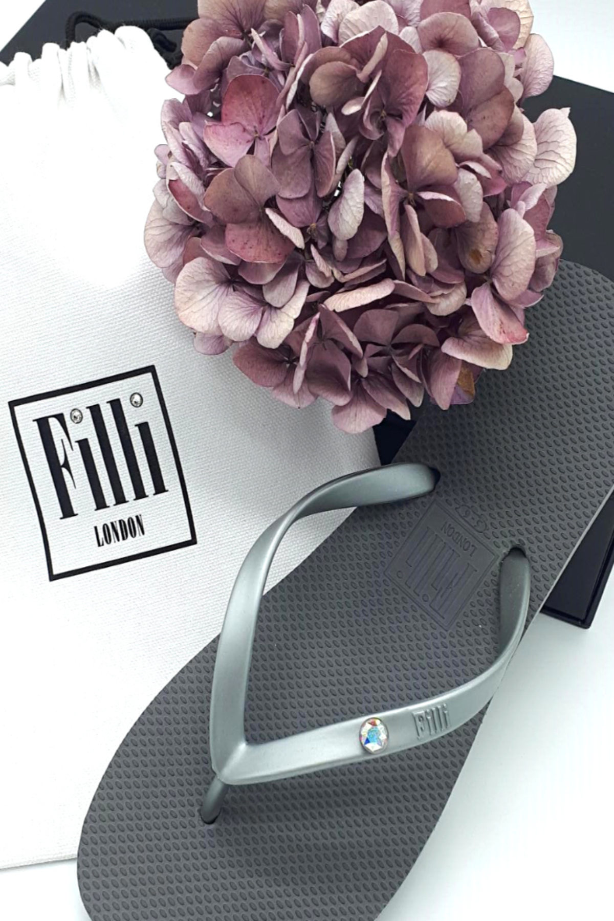 Aurora Luxury Crystal Flip Flops - Silver