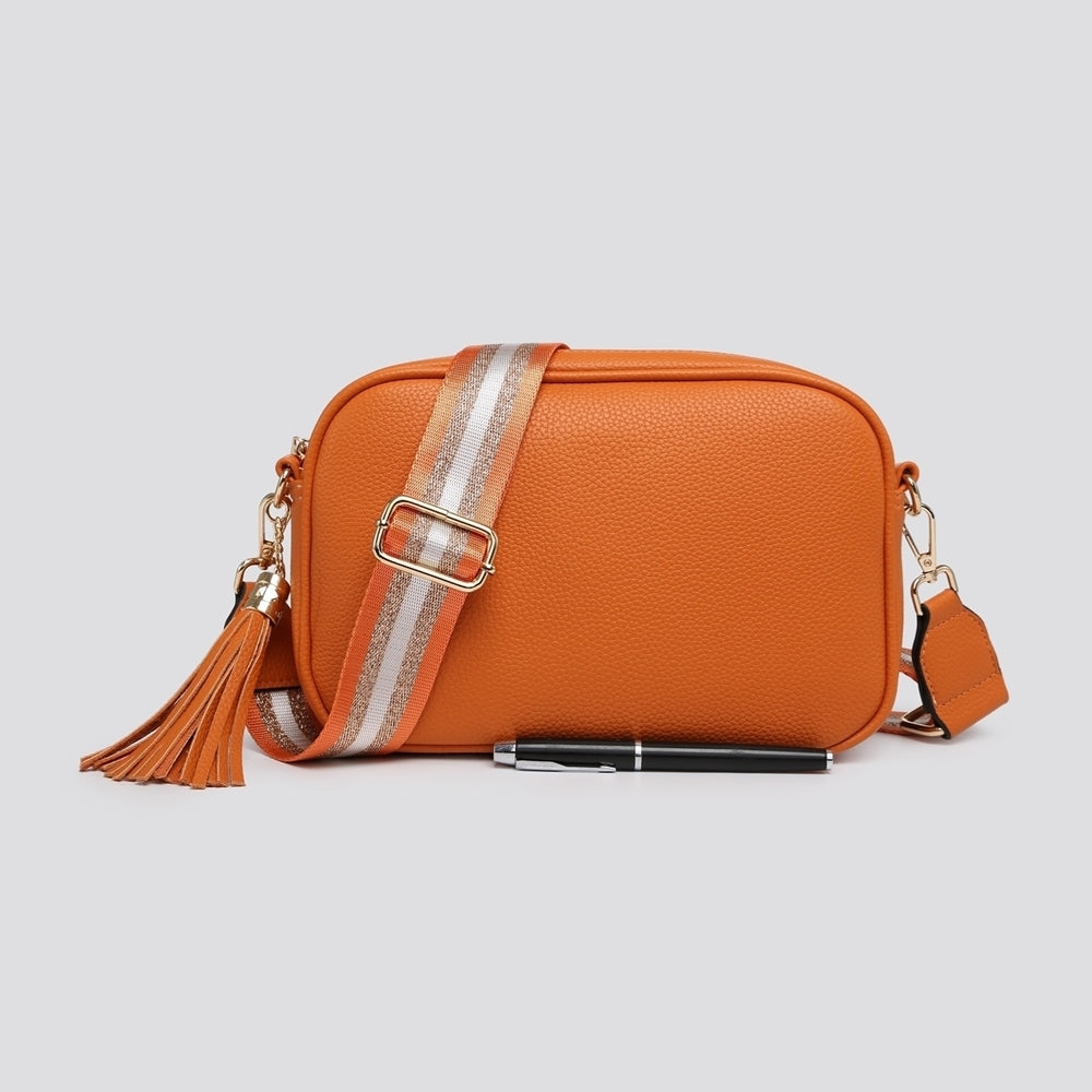 Juno Faux Leather Tassel Crossbody Bag In Orange