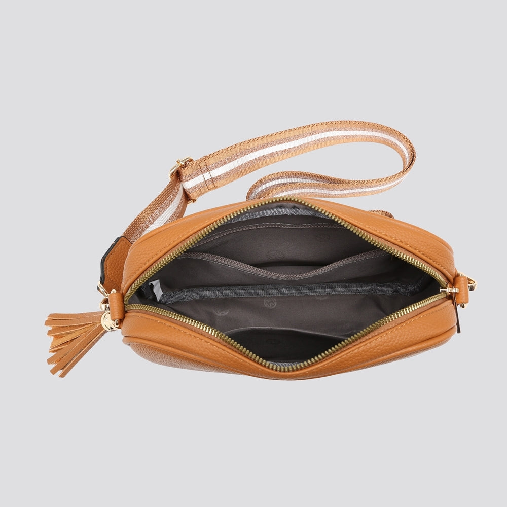 Juno Faux Leather Tassel Crossbody Bag In Navy