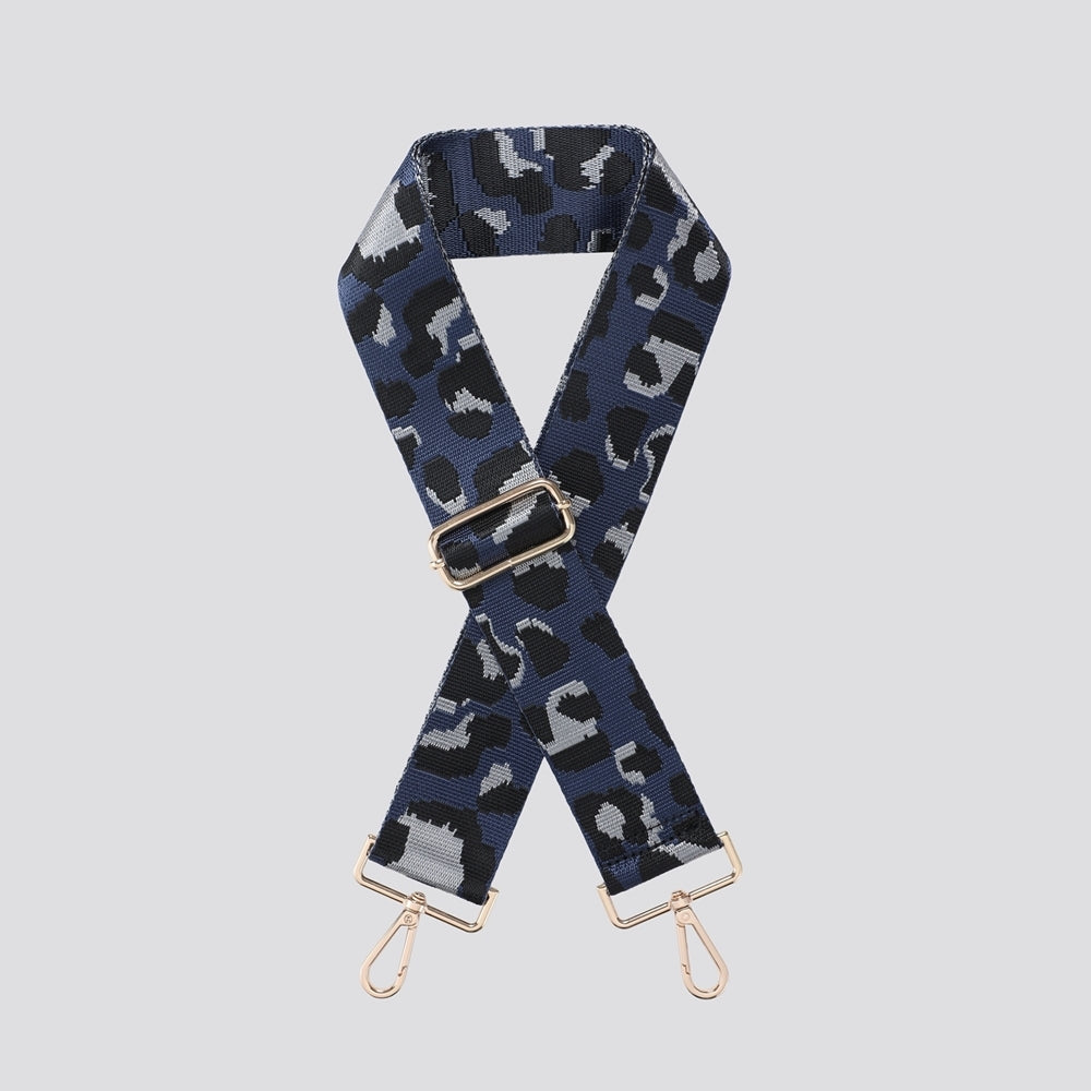 Leopard Print Bag Strap In Navy Blue