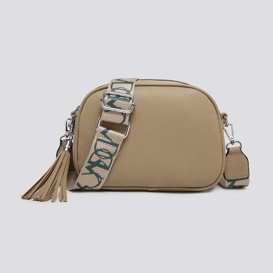 Bridie Triple Zip Crossbody Camera Bag In Sand