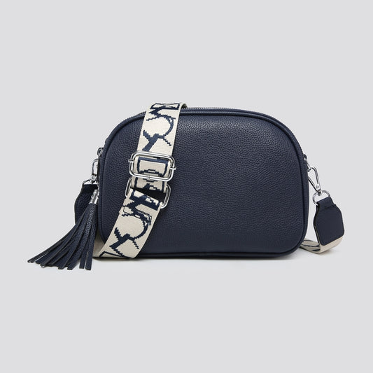 Bridie Triple Zip Crossbody Camera Bag In Navy
