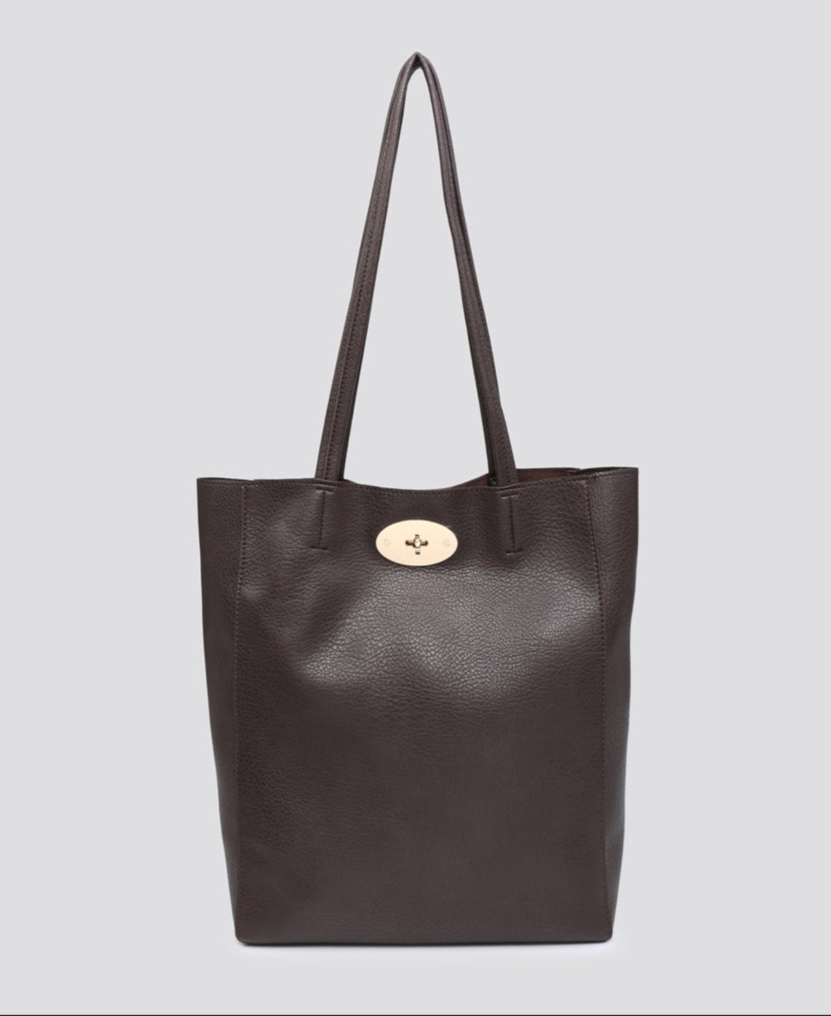 Soft Faux Leather Tote Bag In Coffee - Filli London