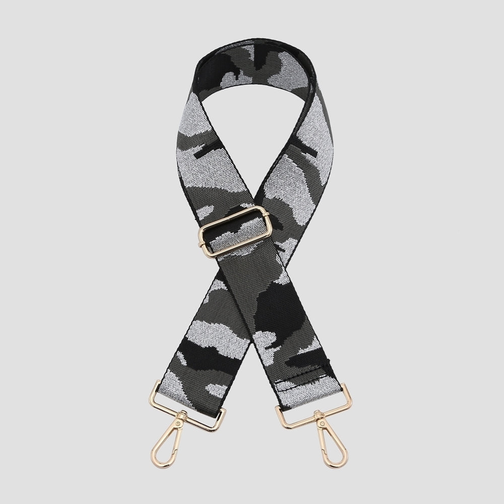 Camo Print Black Glitter Bag Strap - Filli London