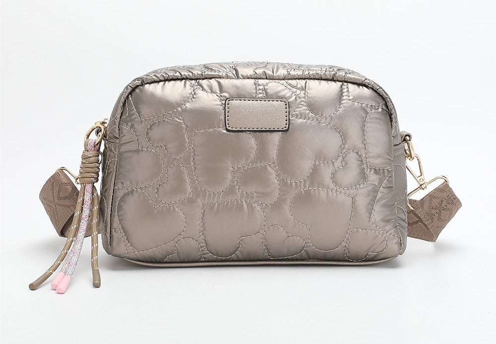 Quilted Heart Crossbody Bag In Taupe - Filli London
