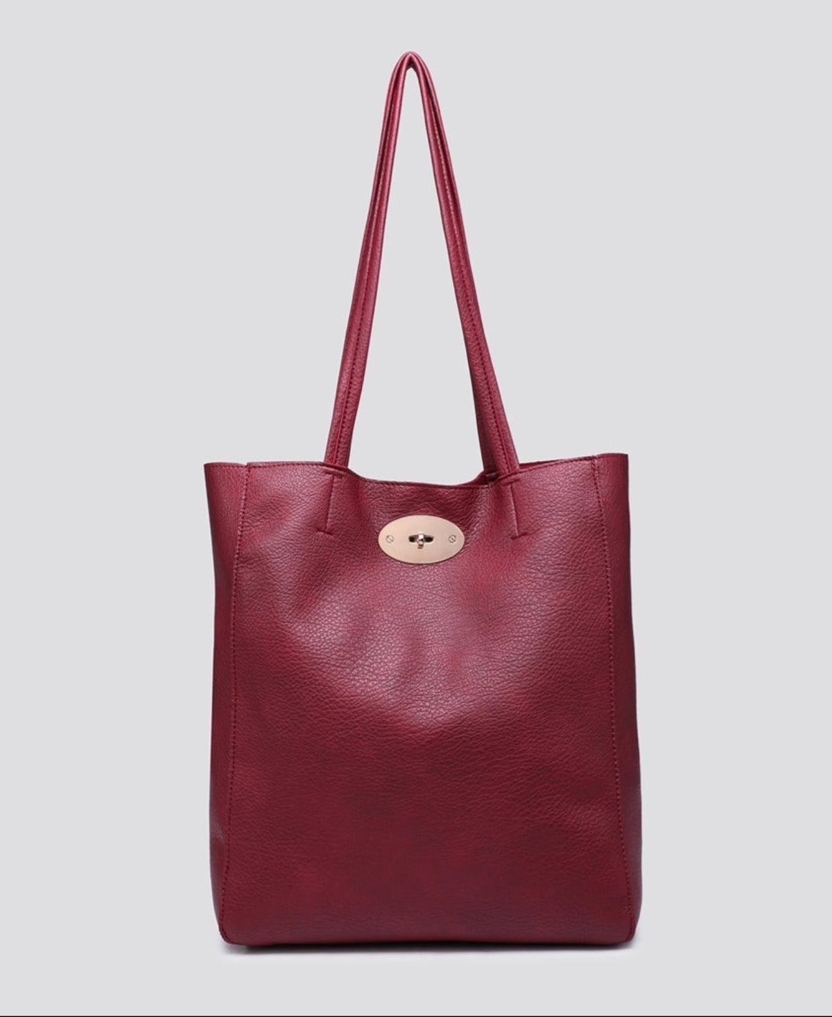 Soft Faux Leather Tote Bag In Wine - Filli London