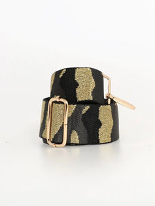 Camo Print Black Glitter Bag Strap