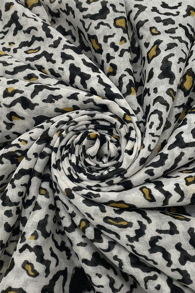 Animal Print Tassel Scarf/Sarong in White And Black - Filli London