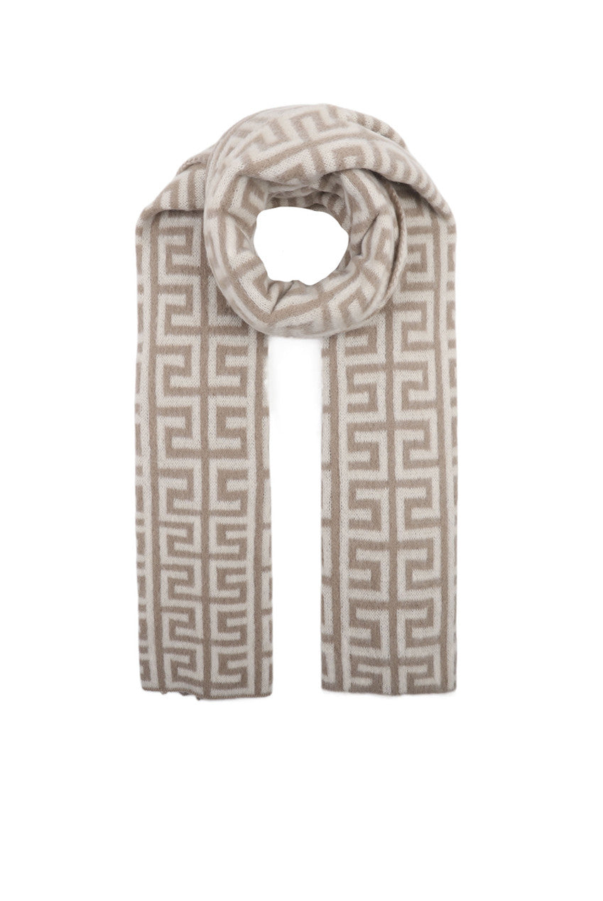 Geo Wool Blend Scarf Gift Set In Beige