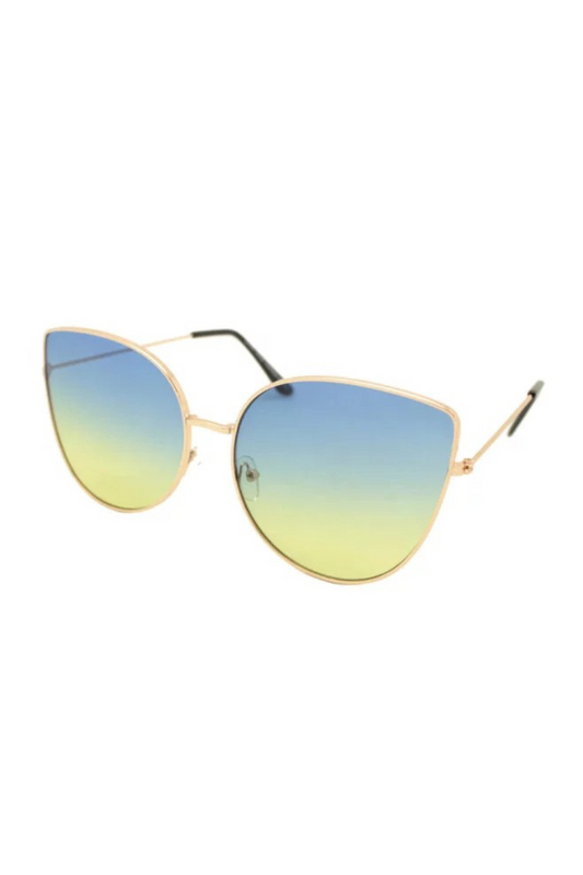 Farrah Cat Eye Aviator Sunglasses In Ocean
