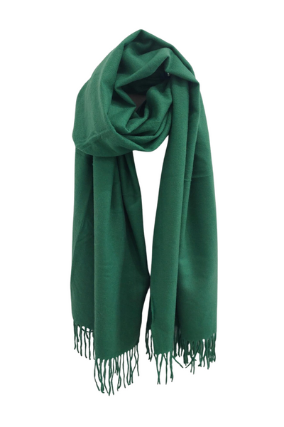 Plain Soft Wool Tassel Blanket Wrap Scarf In Green