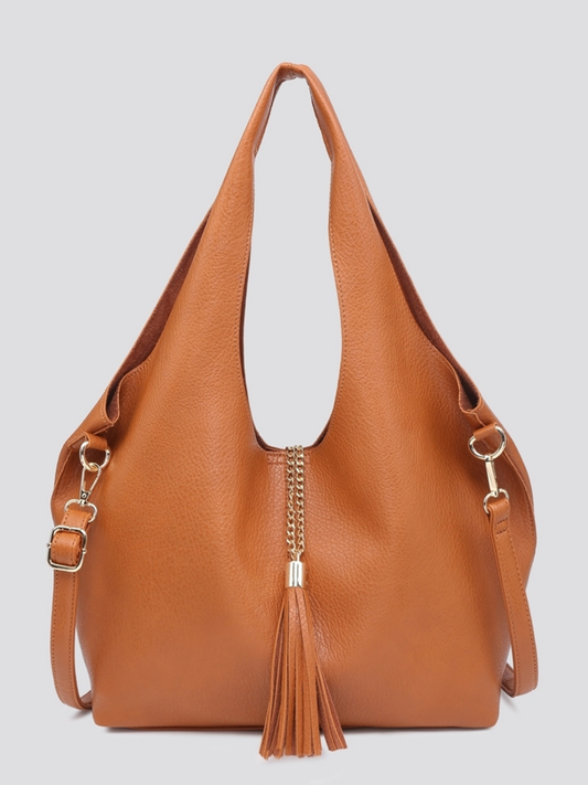 Best Seller⭐Leather Look Tote Bag Set In Tan