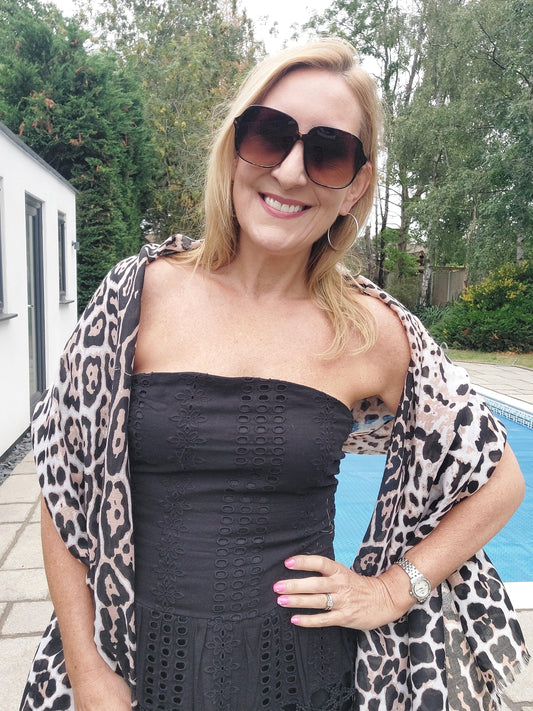 Leopard Print Scarf - Neutral Tones