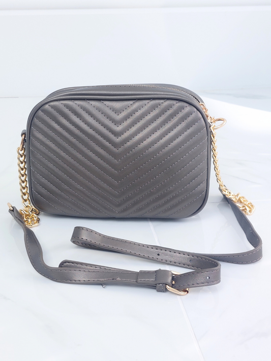 Chain Strap Crossbody Bag In Pewter