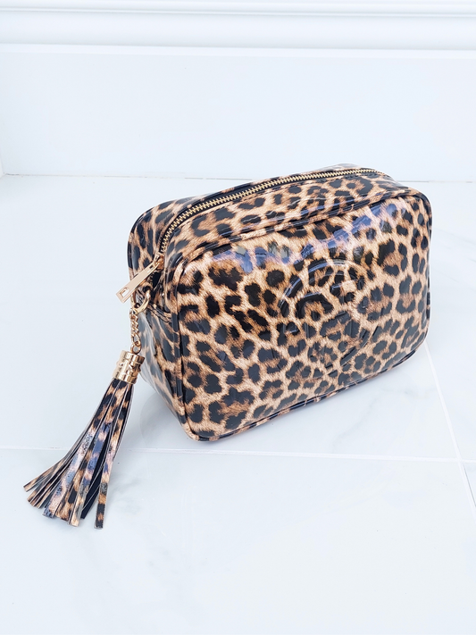 Leopard Print Crossbody Bag In Tan