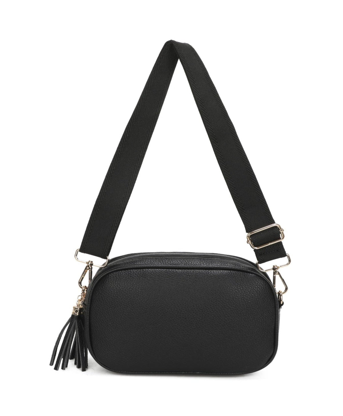 New Season Double Zip Statement Crossbody Bag In Black - Filli London