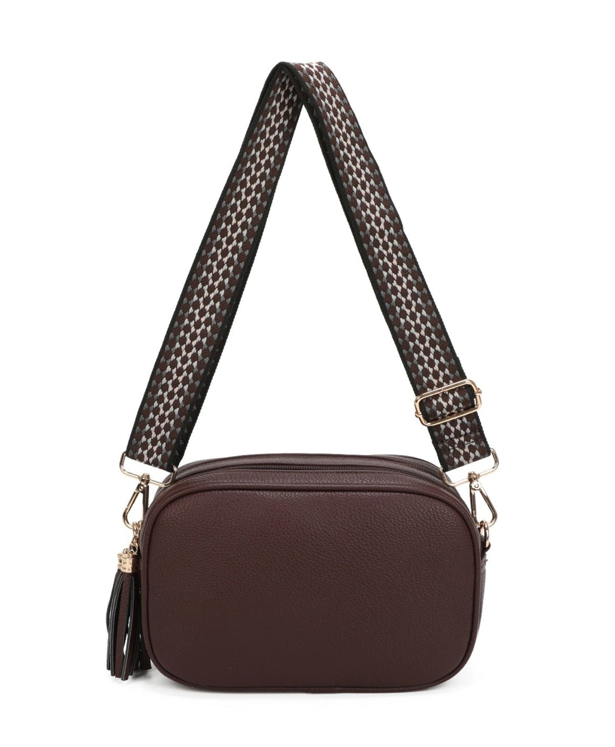 New Season Double Zip Statement Crossbody Bag In Espresso - Filli London