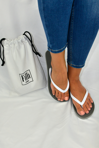 Naked Flip Flops - White on Silver - Filli London