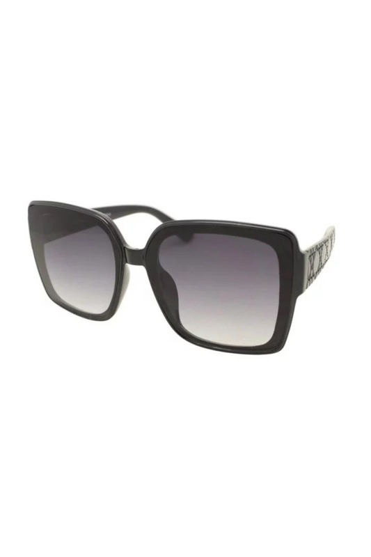 Bianca Oversized Retro Glam Sunglasses In Black