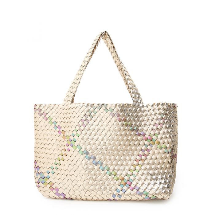 Luxe Edit 💎 Luna Metallic Woven Tote Set In Gold - Filli London