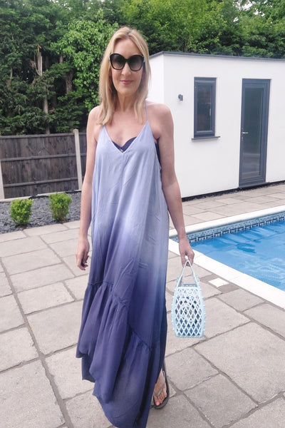 Ombre Maxi Beach Dress in Blue - Filli London